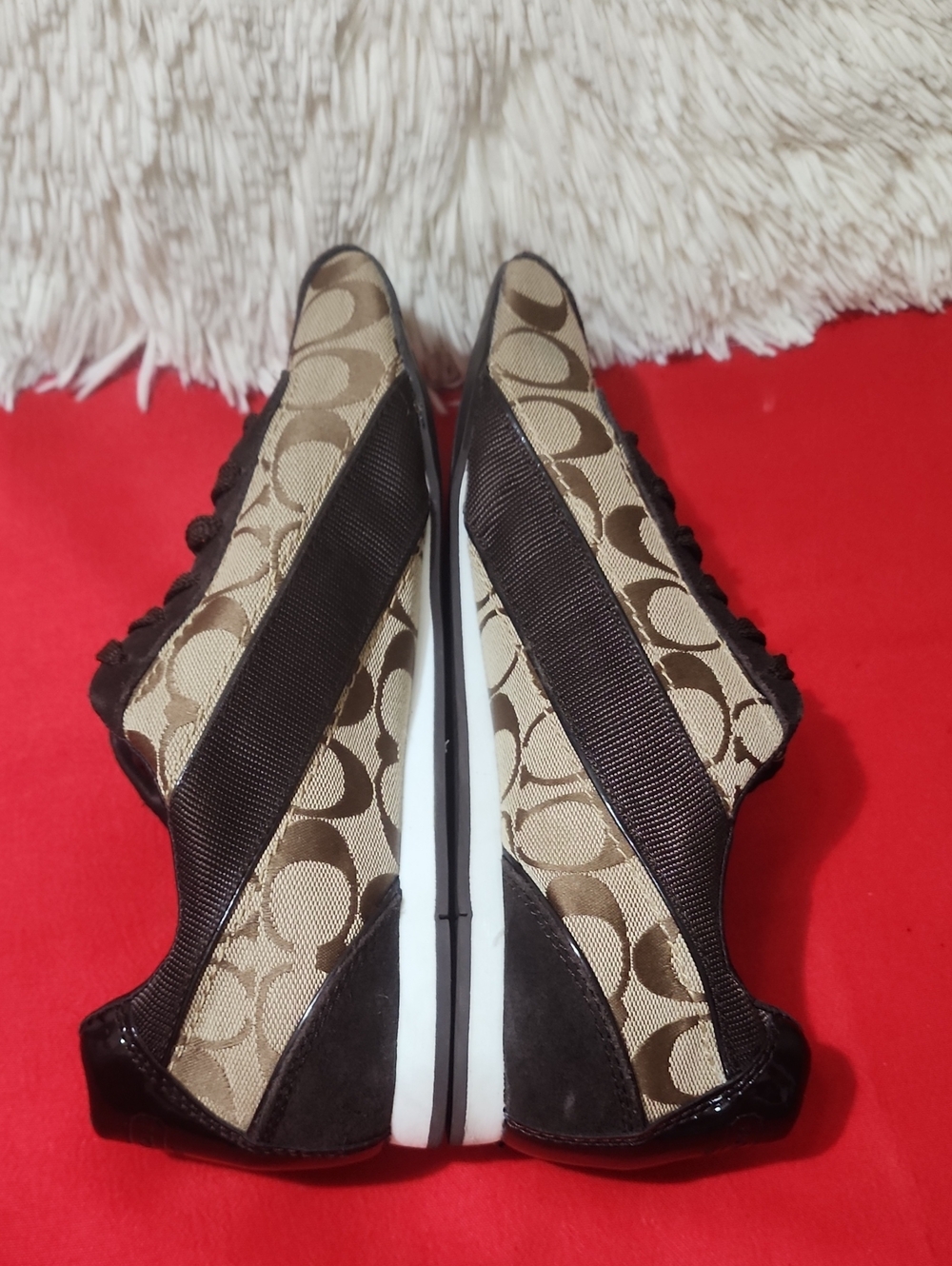 Coach Brown Signature Canvas Low-Top Sneakers with Dark Suede Trim - Picture 6 of 12